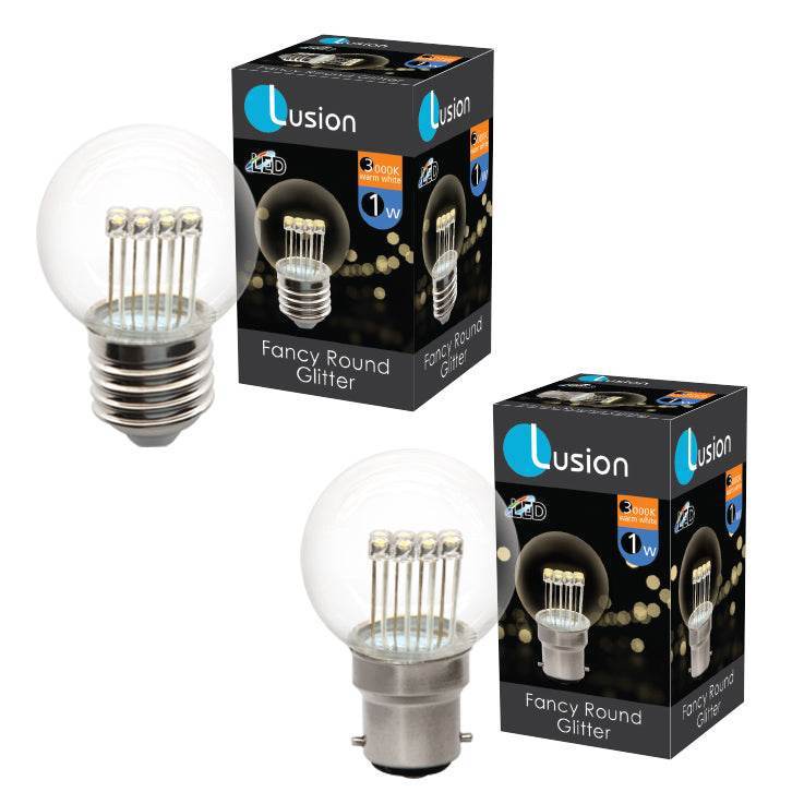 1W LED Fancy Round Glitter Bulb - ONE STOP LIGHTING