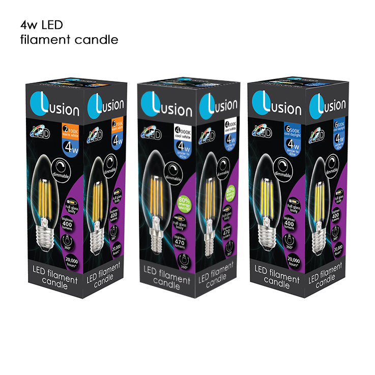 Lusion Filament Candle LED Dimmable Full Glass Globe - 20241