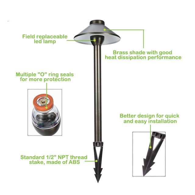 Pro Light Club Brass Path Light PPLB02