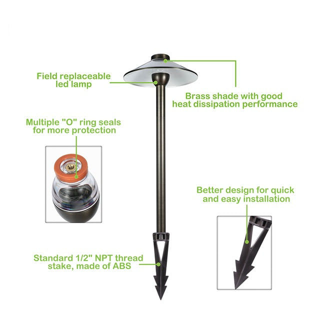 Pro Light Club Brass Path Light PPLB03
