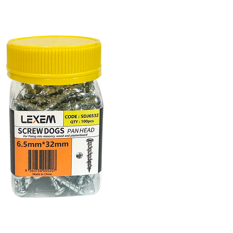 LEXEM SCREW DOG PAN HEAD PH2 DRIVER BRIGHT ZINC PLATED 100PCS/JAR 1