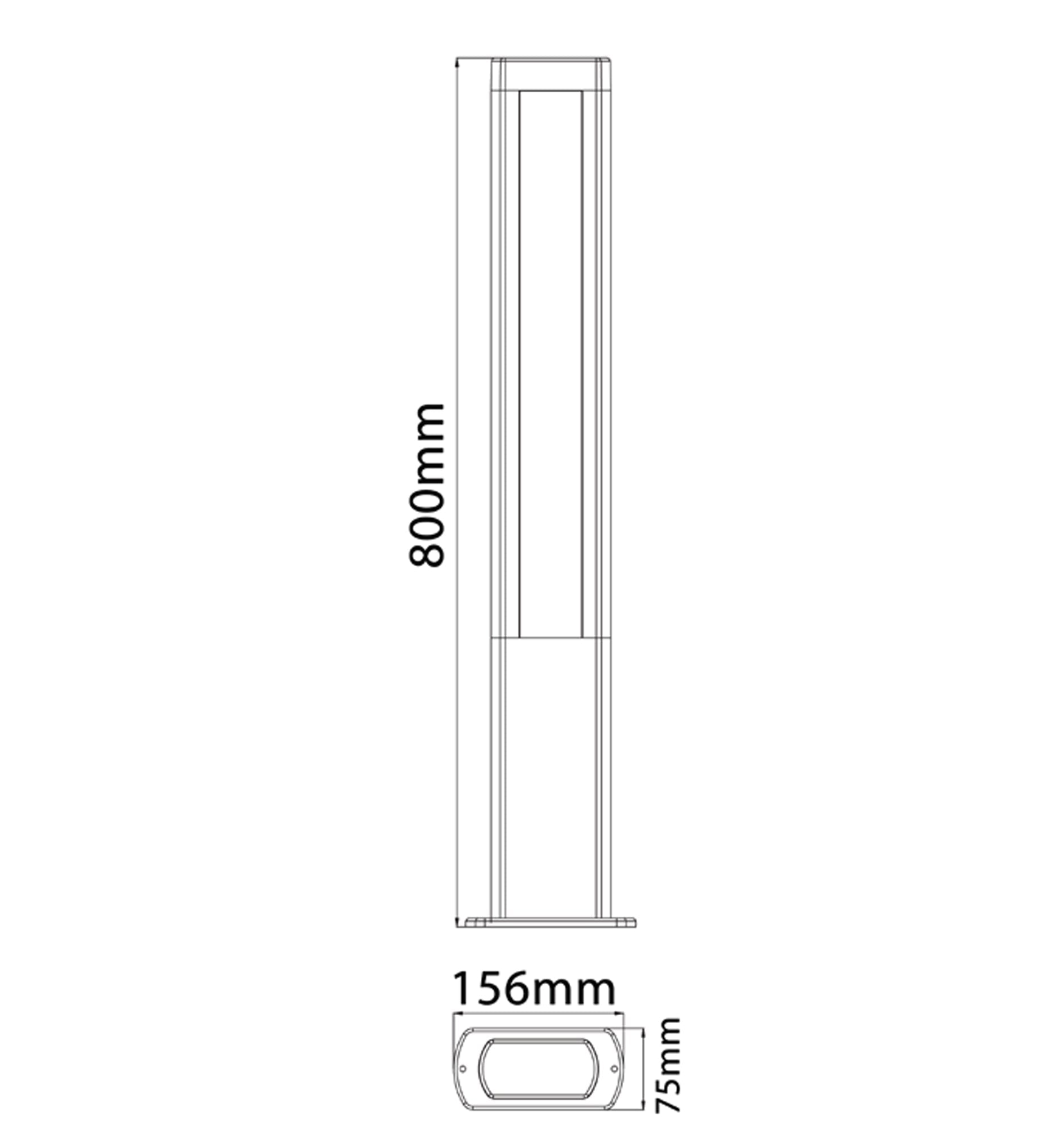 CLA AMUN: LED Surface Mounted Matte Black Rectangular Bollard Light