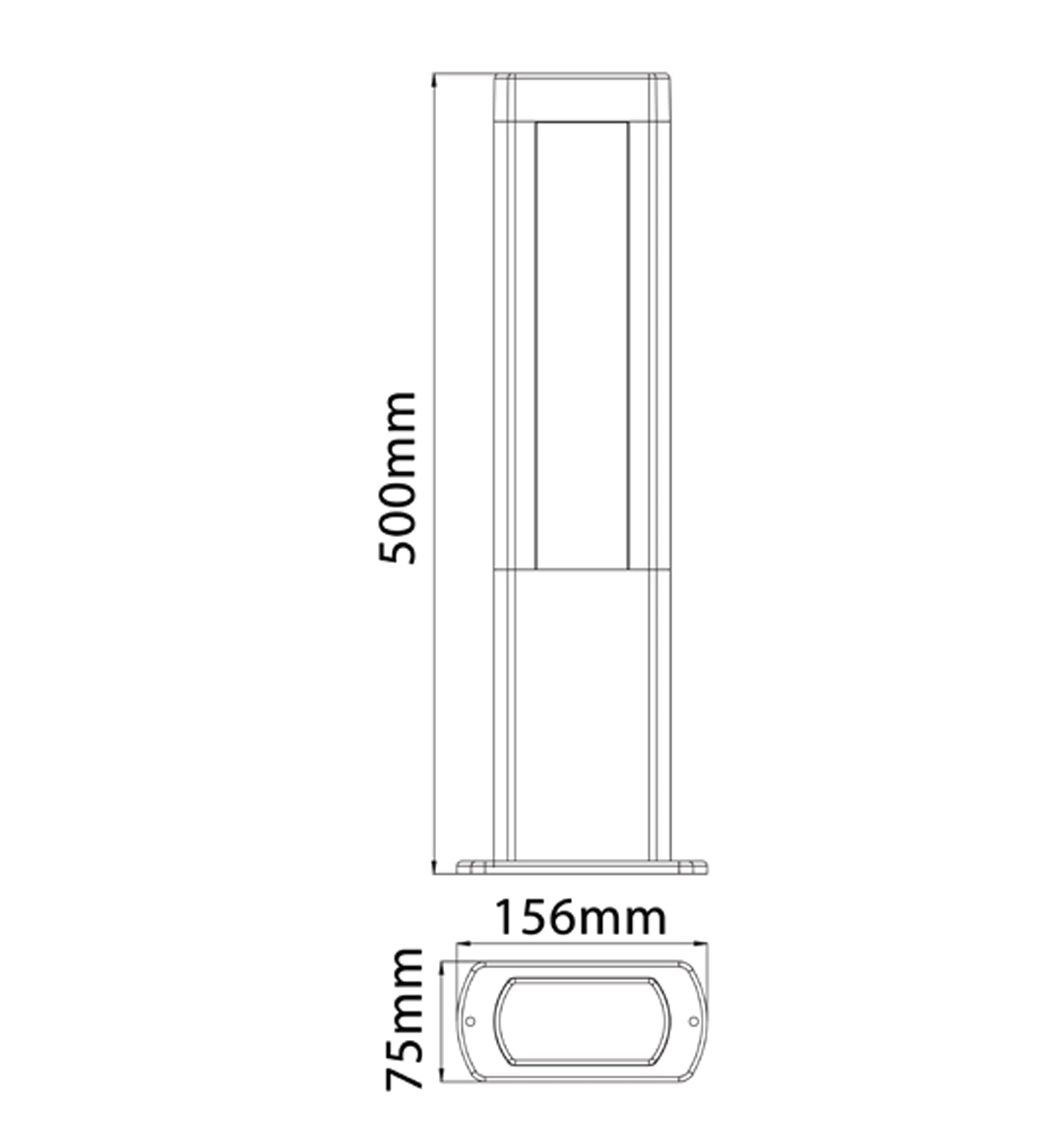 CLA AMUN: LED Surface Mounted Matte Black Rectangular Bollard Light