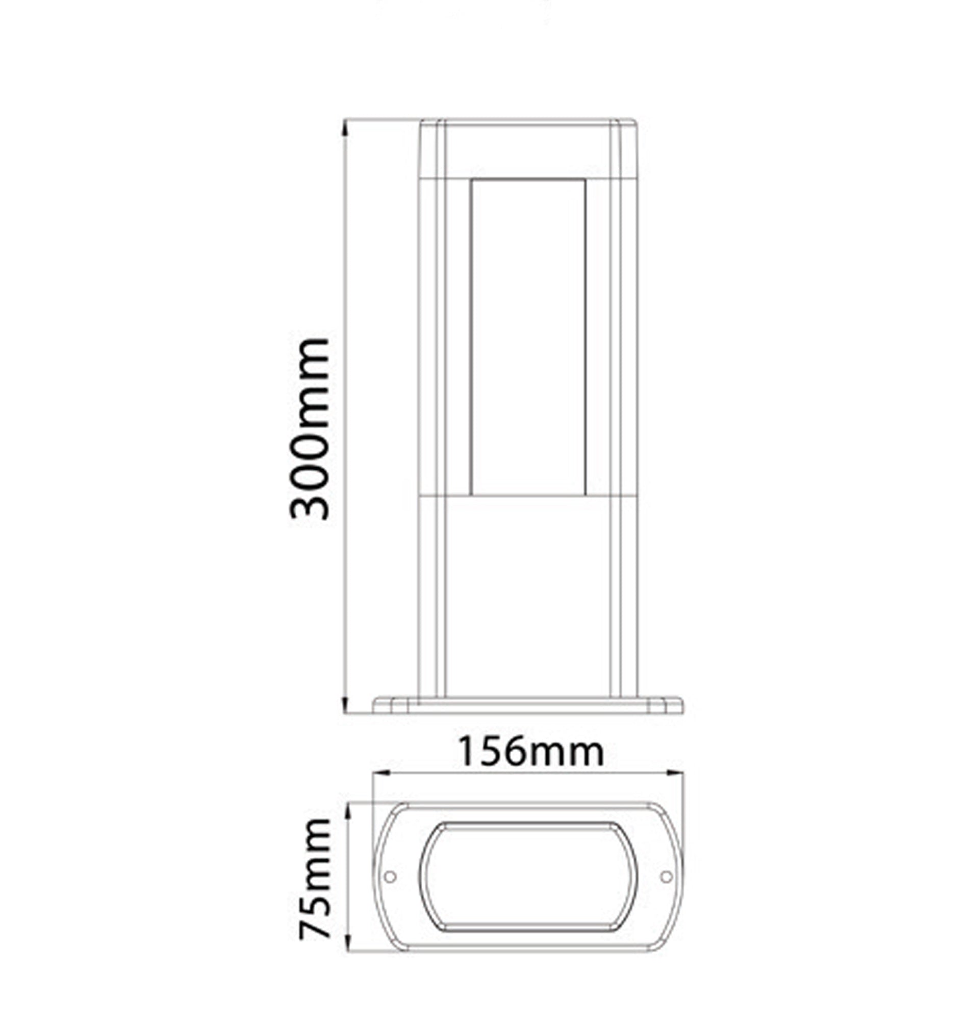 CLA AMUN: LED Surface Mounted Matte Black Rectangular Bollard Light