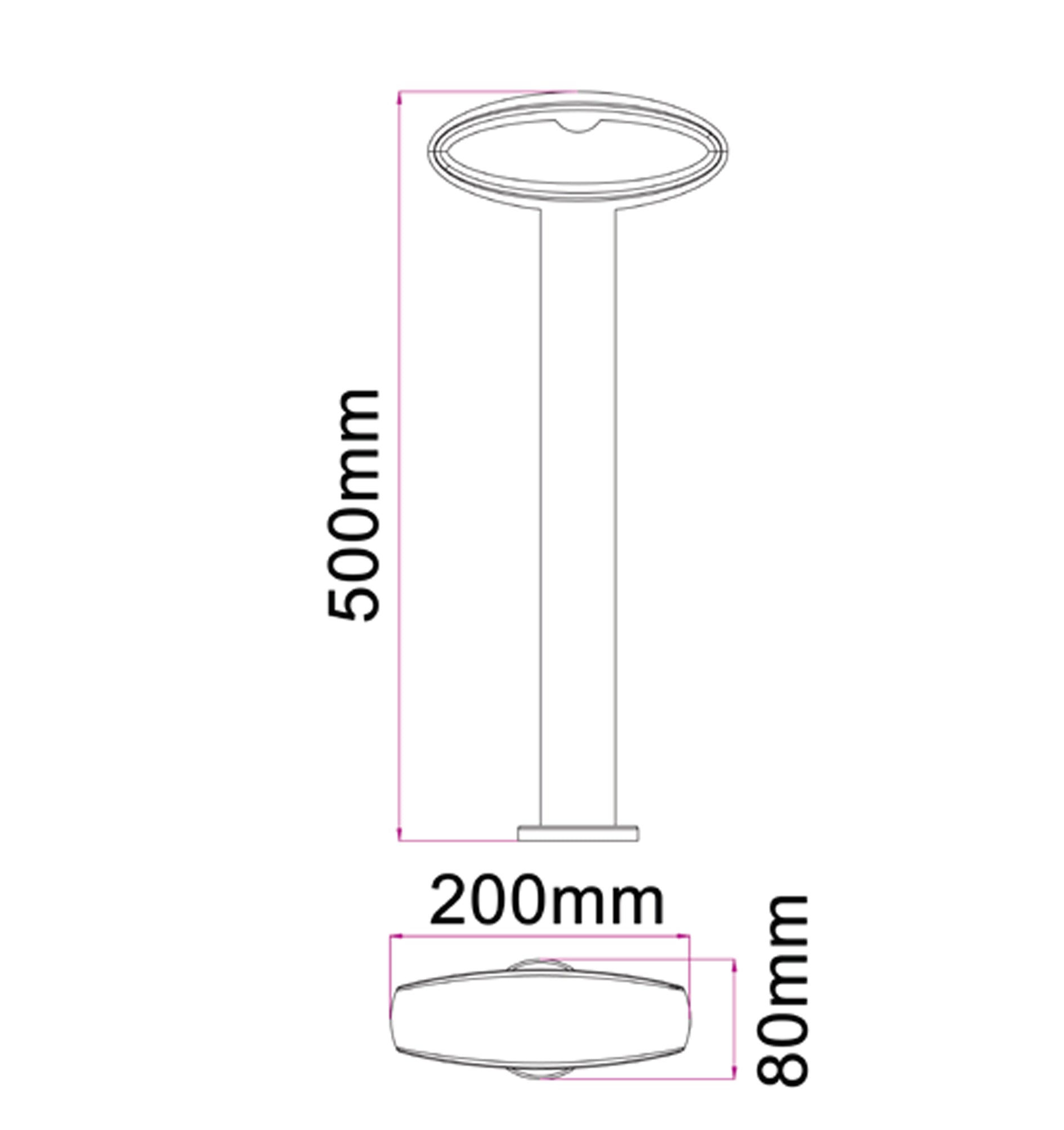 CLA Horus LED Surface Mounted Open Oval Bollard Light