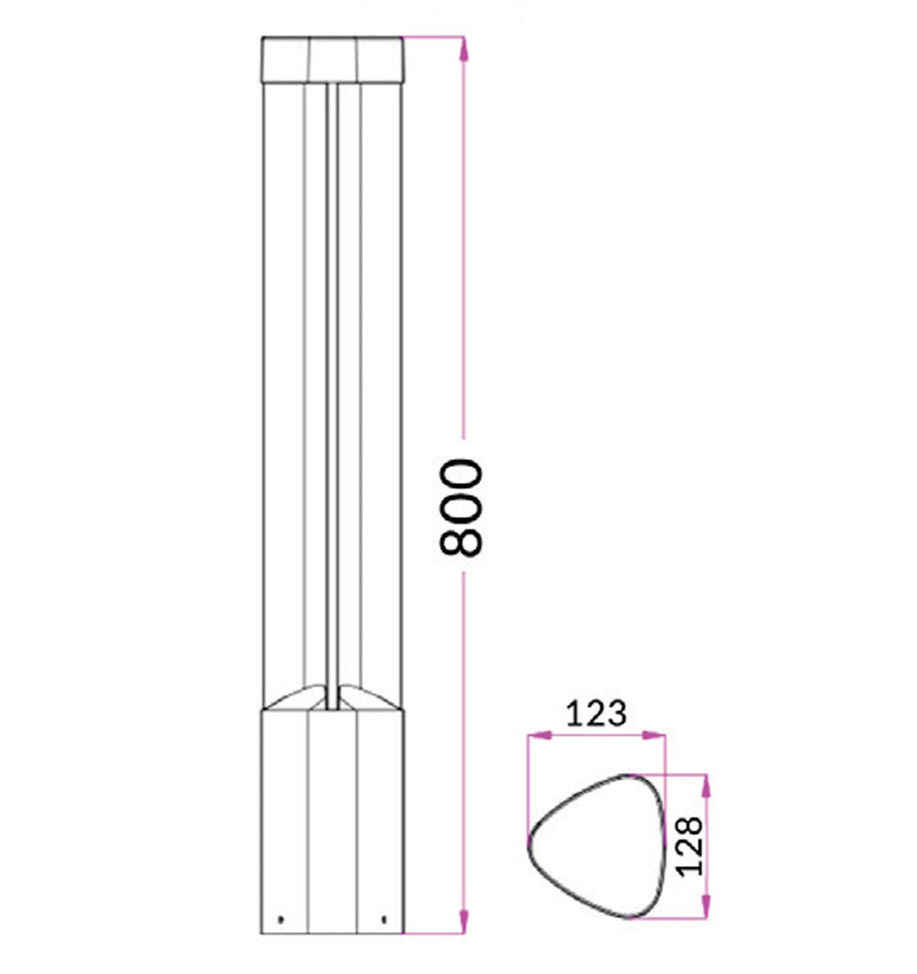 CLA LED Surface Mounted Grey 3 Sections Bollard Light