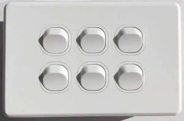 30516NLS Horiztonal 6 Gang Light Switch 10Amp 250V - ONE STOP LIGHTING