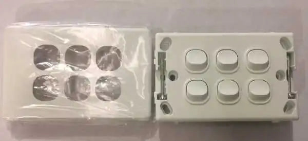 30516NLS Horiztonal 6 Gang Light Switch 10Amp 250V