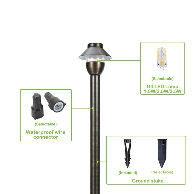 Pro Light Club Brass Path Light PPL2301WB