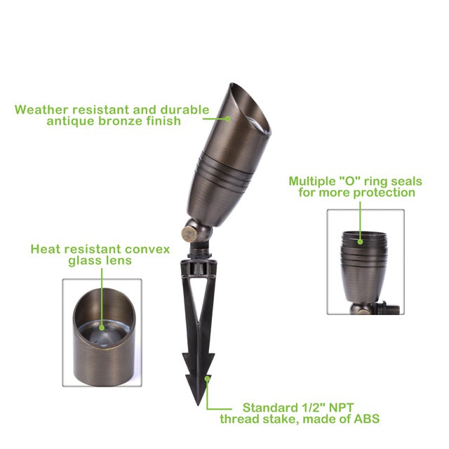 Pro Light Club Brass Directional Spotlight With Light - PSL2800WB