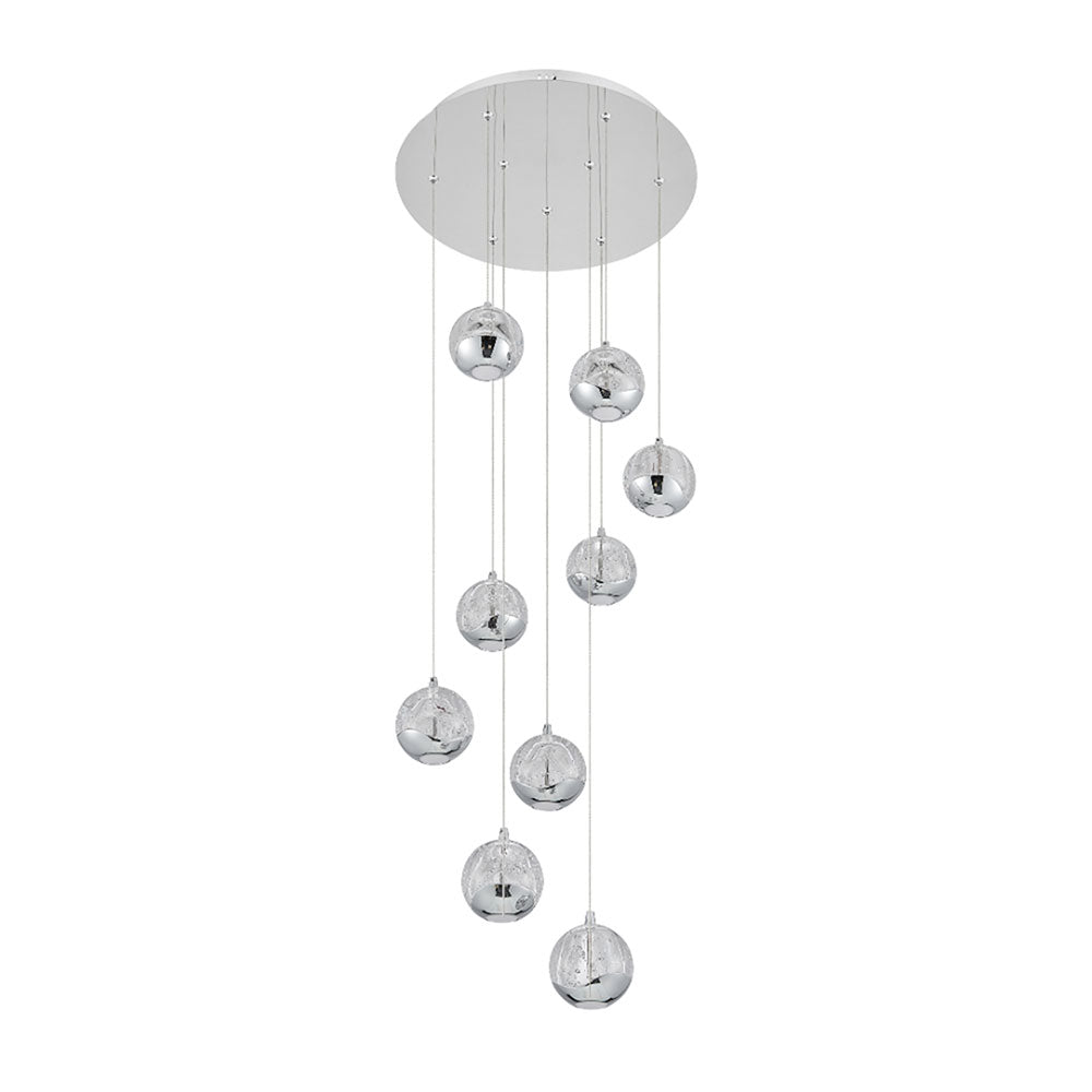Segovia 9 Light 45W LED Pendant Chrome / Warm White