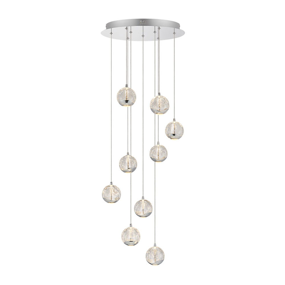 Segovia 9 Light 45W LED Pendant Chrome / Warm White