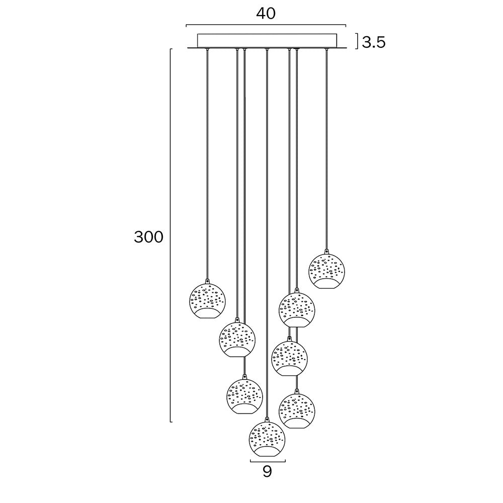 Segovia 9 Light 45W LED Pendant Chrome / Warm White