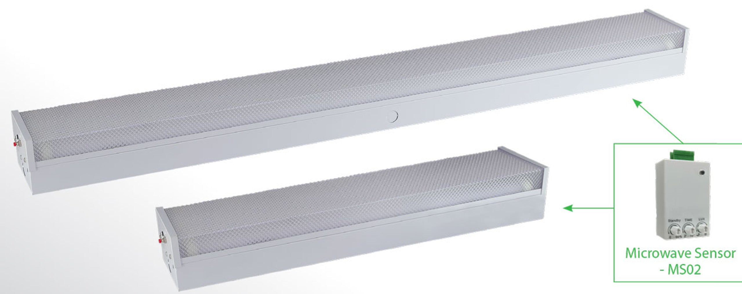 Premium Widebody Tri-Colour Prismatic Emergency Batten with Sensor Socket