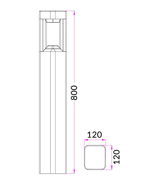 CLA LED Surface Mounted Grey Square Bollard Light BOL4A