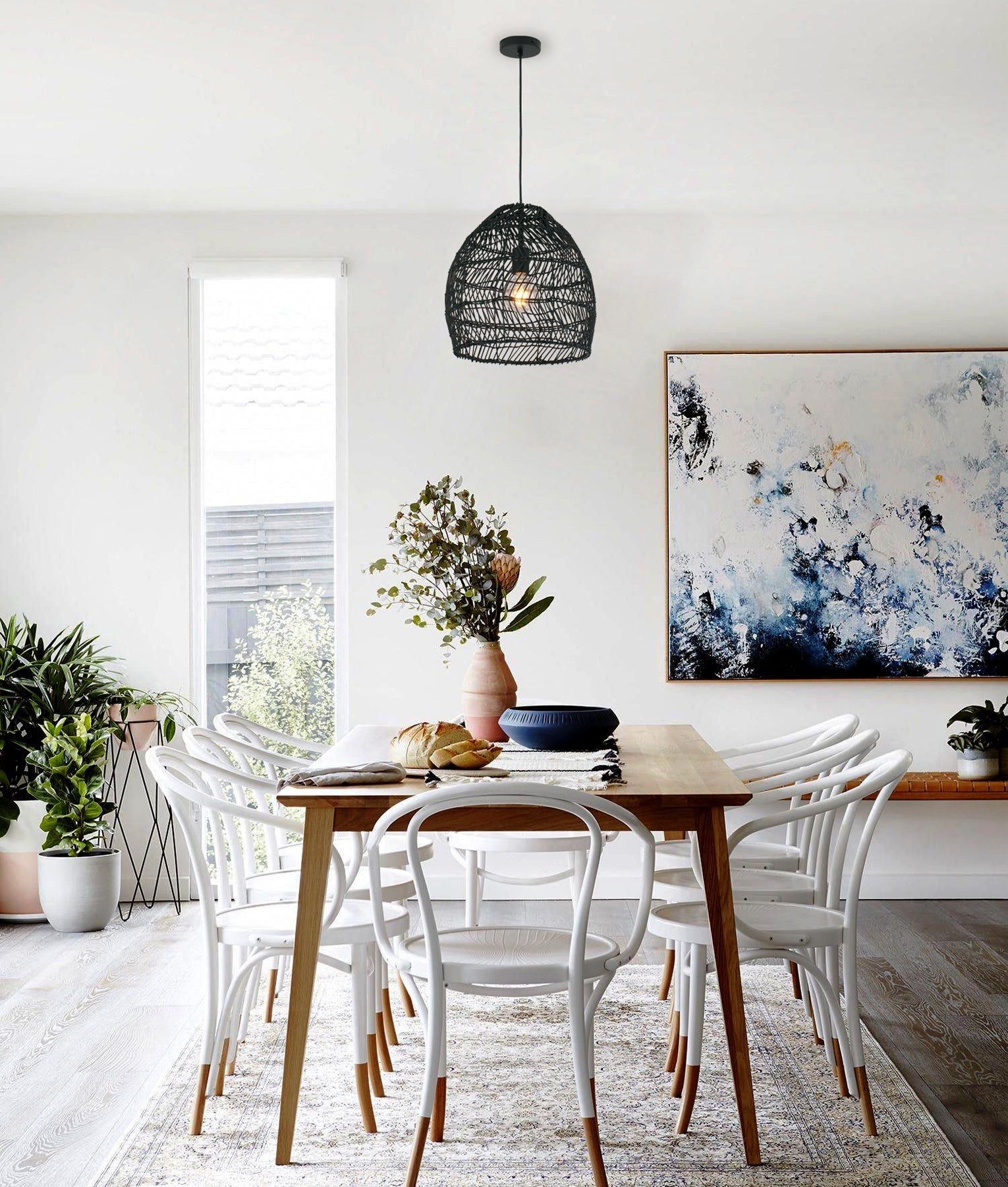 CLA Lighting: COUP: Bohemian Interior Rattan Matte Black Ellipse Pendant Light