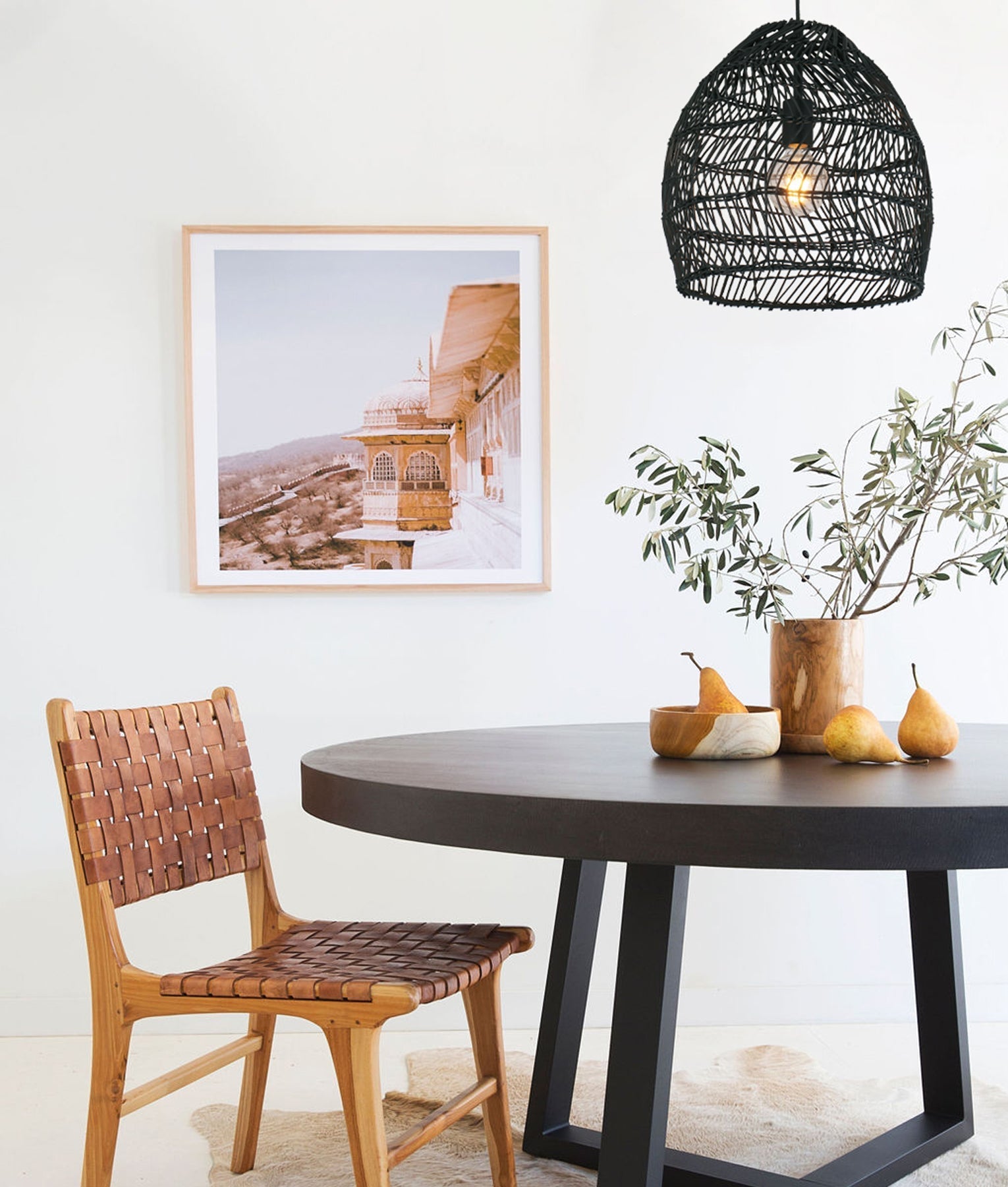 CLA Lighting: COUP: Bohemian Interior Rattan Matte Black Ellipse Pendant Light