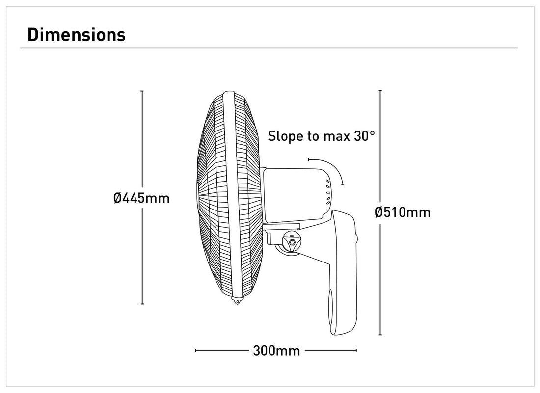 Mercator Rider 40cm Wall Mount Fan with Remote Control