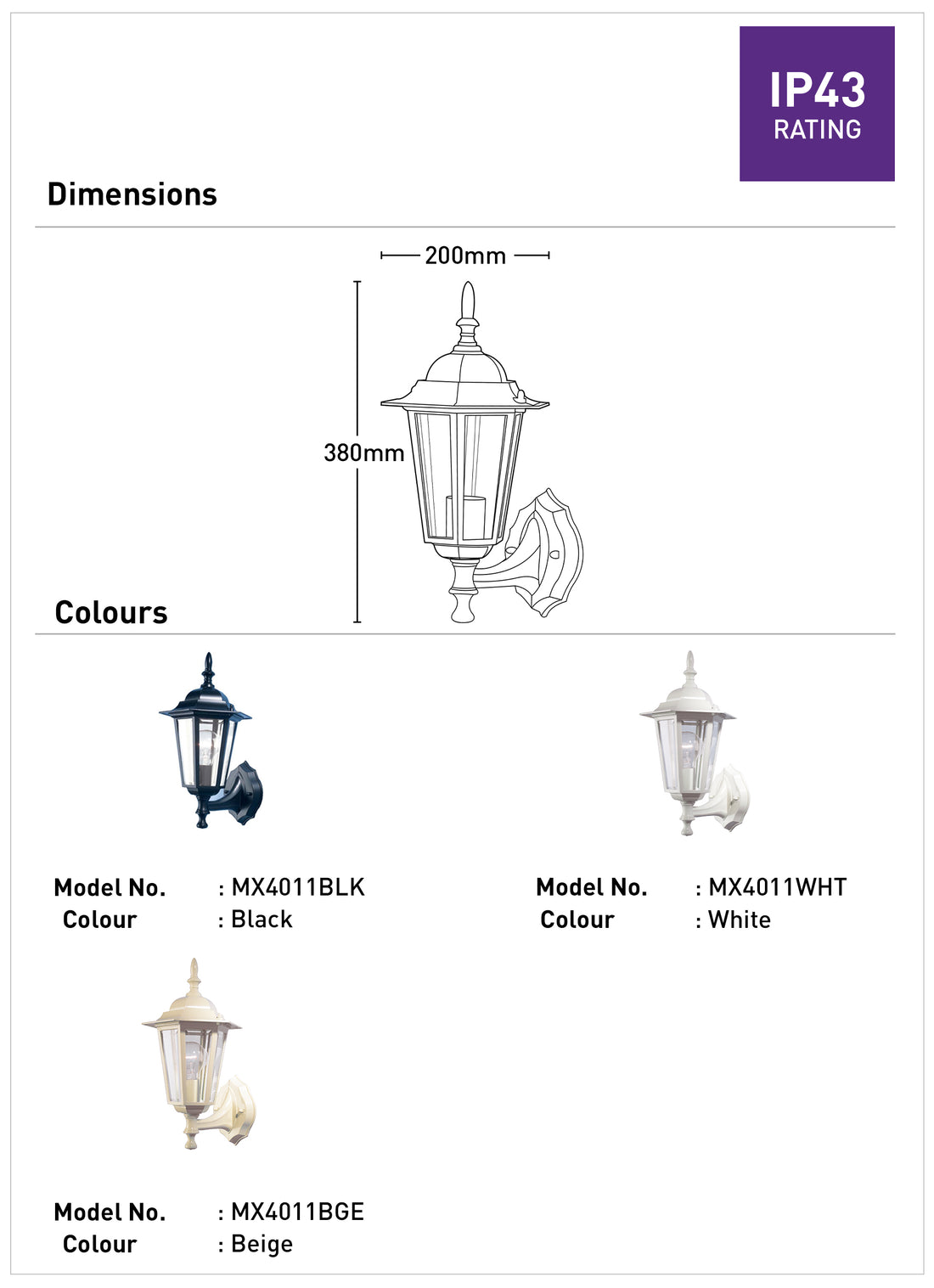 Mercator Tilbury Outdoor Coach Light