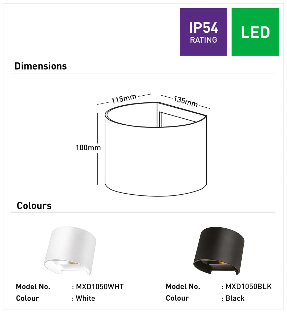 Mercator Nico II LED Up/Down Wall Light