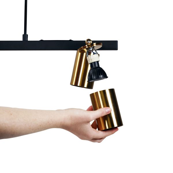 Oriel Lighting BRIDGE 4 Black and Satin Brass Linear Spotlight Pendant