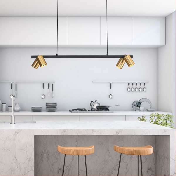 Oriel Lighting BRIDGE 4 Black and Satin Brass Linear Spotlight Pendant