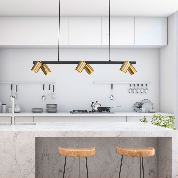 Oriel Lighting BRIDGE 6 Black and Satin Brass Linear Spotlight Pendant