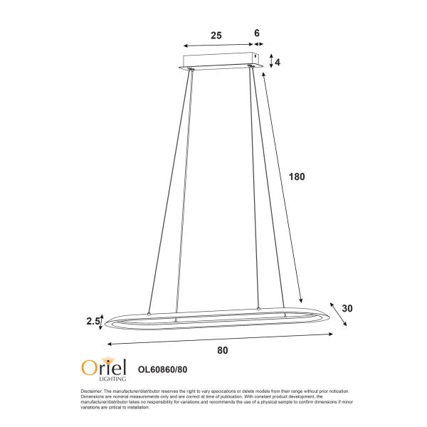 Oriel Lighting OVALE TriColour LED Pendant Light
