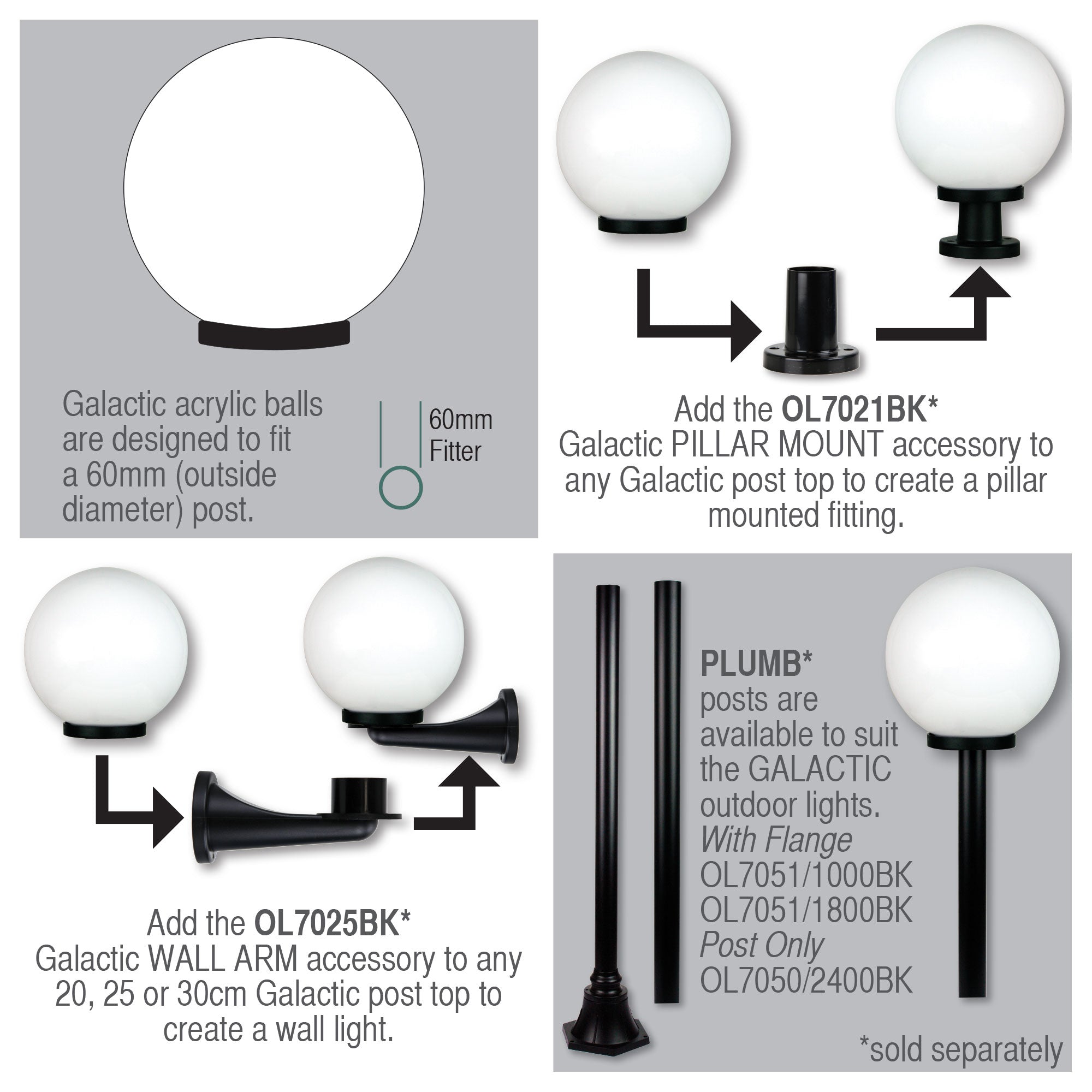 Oriel Lighting PLUMB POST 1M
