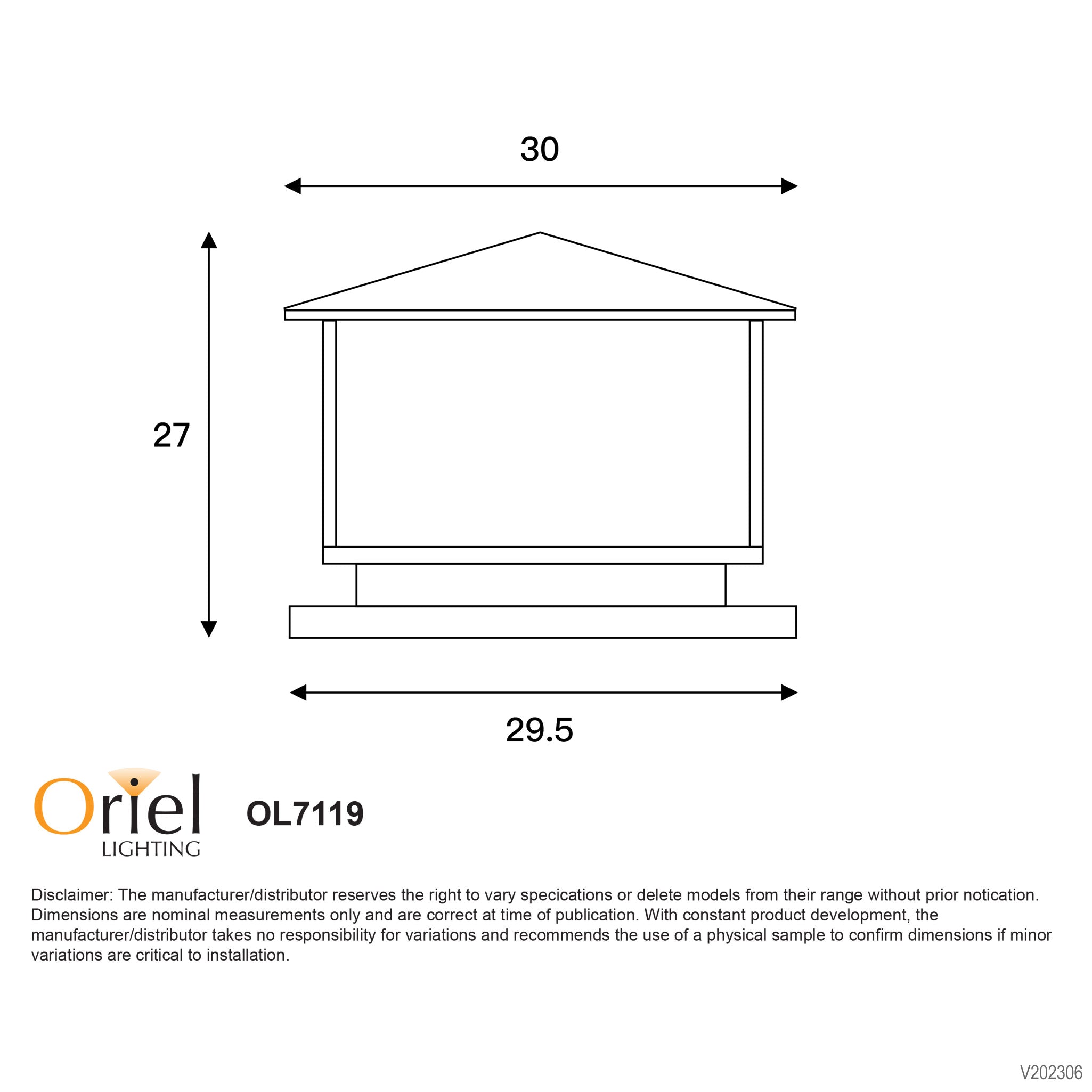 Oriel Lighting CORTEZ Graphite Outdoor Pillar Mount Black
