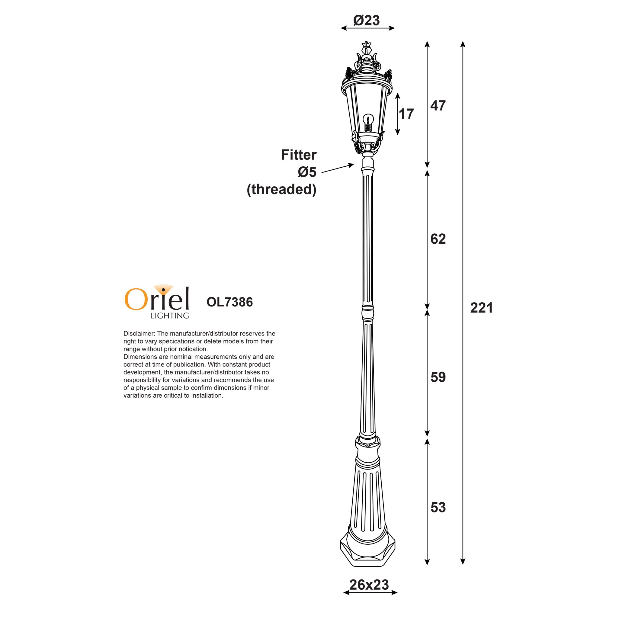 Oriel Lighting ALBION POST Light