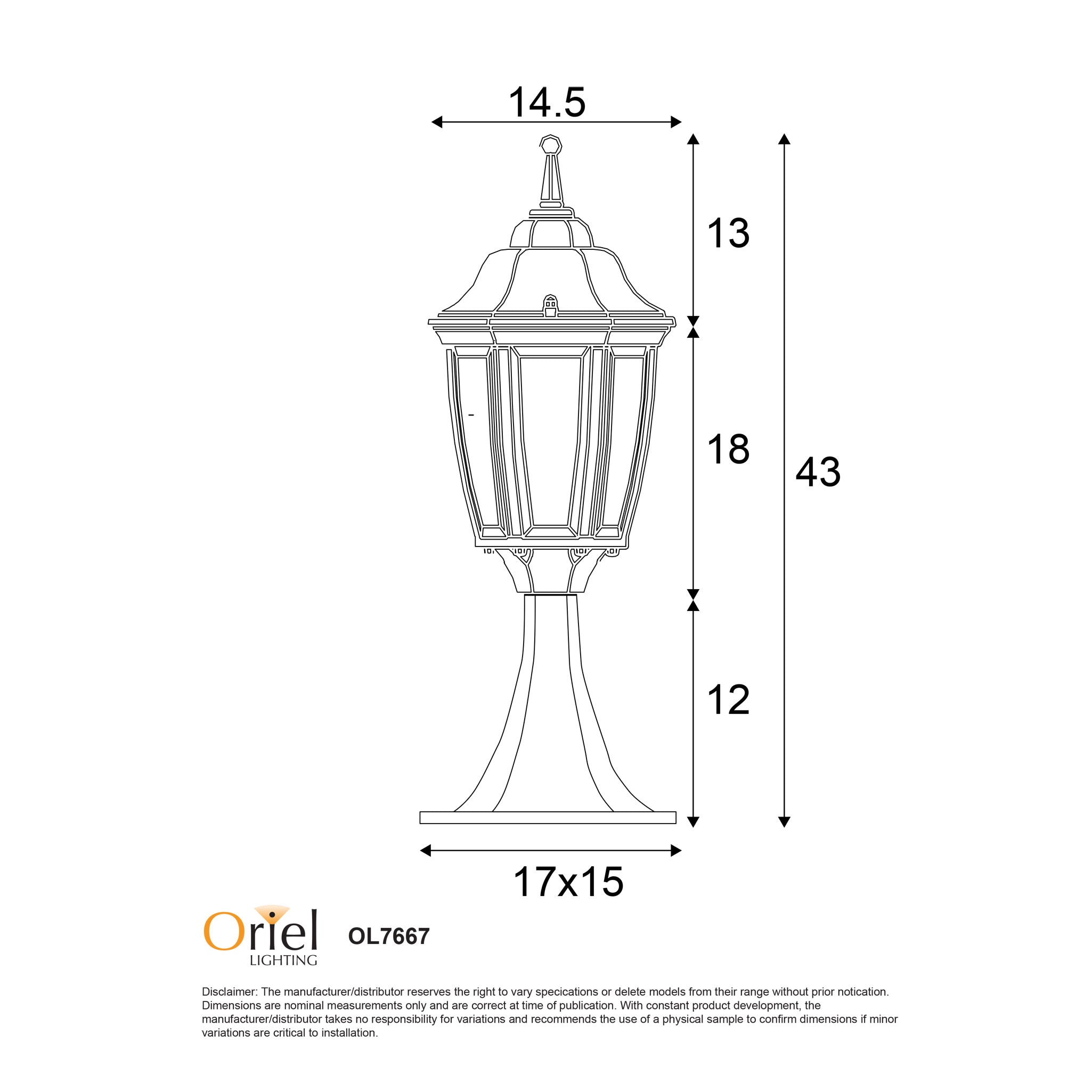 Oriel Lighting HIGHGATE NEWELL BLACK