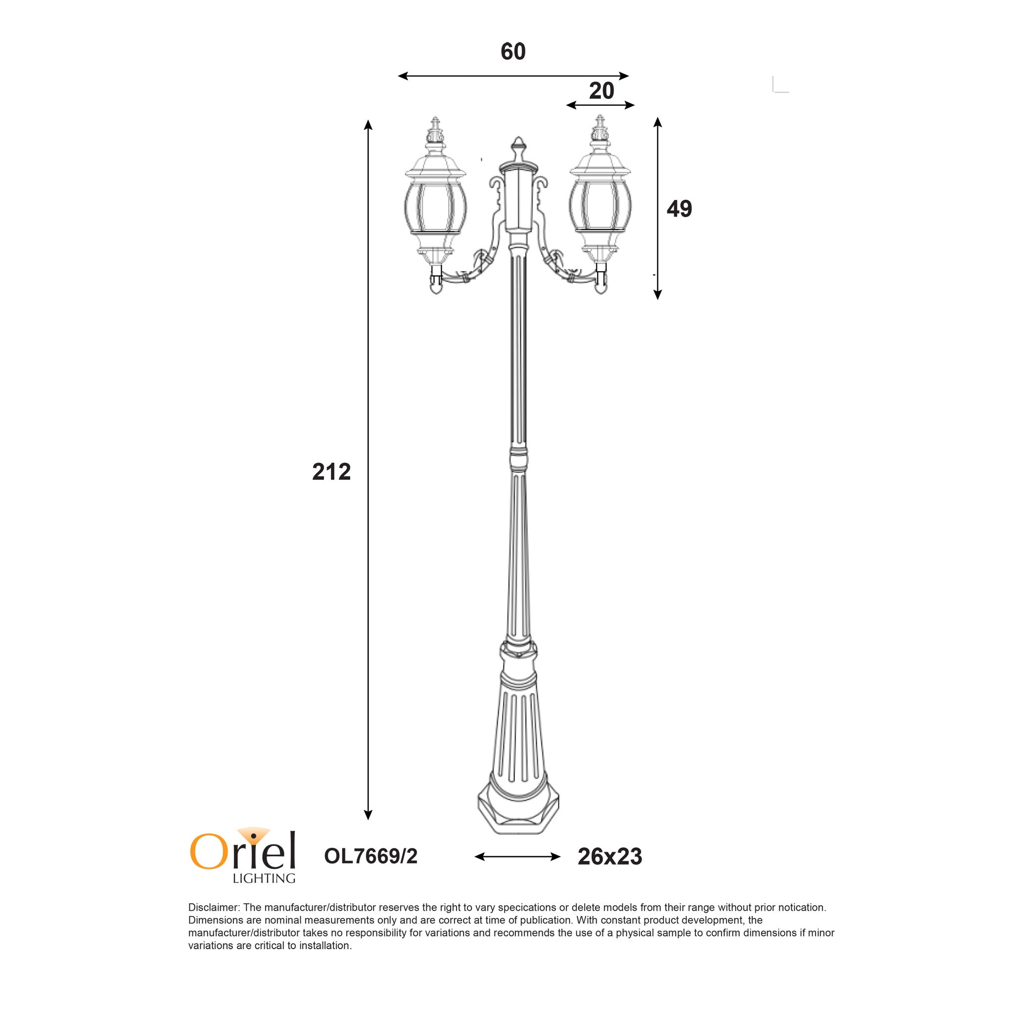 Oriel Lighting HIGHGATE TWIN BLACK