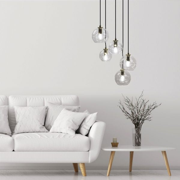 Oriel Lighting RENO 5 Light Clear Glass Pendant