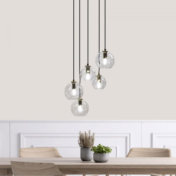 Oriel Lighting RENO 5 Light Clear Glass Pendant