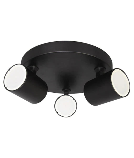 CLA Lighting: Interior GU10 3XLights Adjustable Round Base Surface Mounted Spot Lights Black