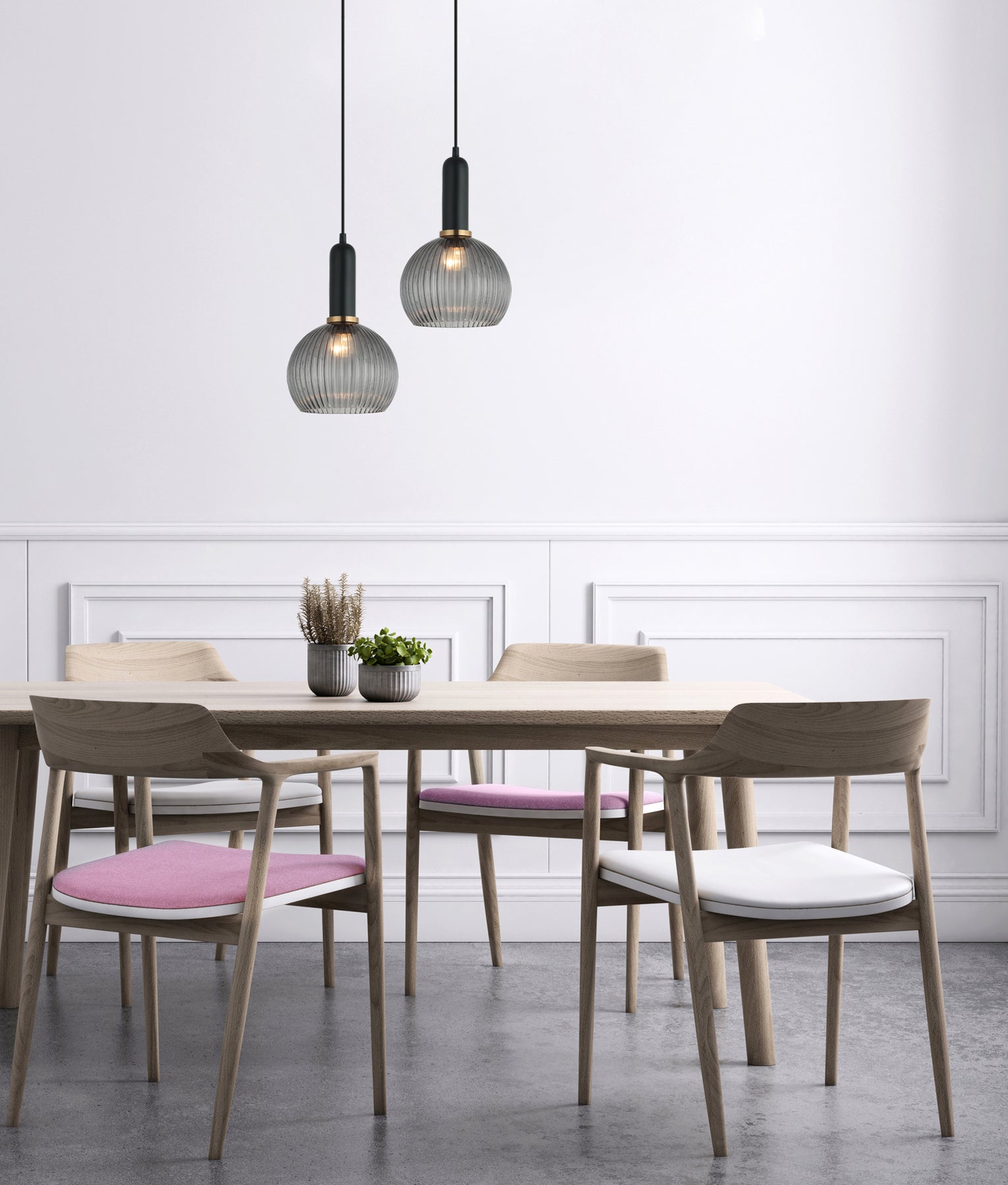 CLA Lighting-VINTAJ Retro Interior Ribbed Glass Pendant Lights