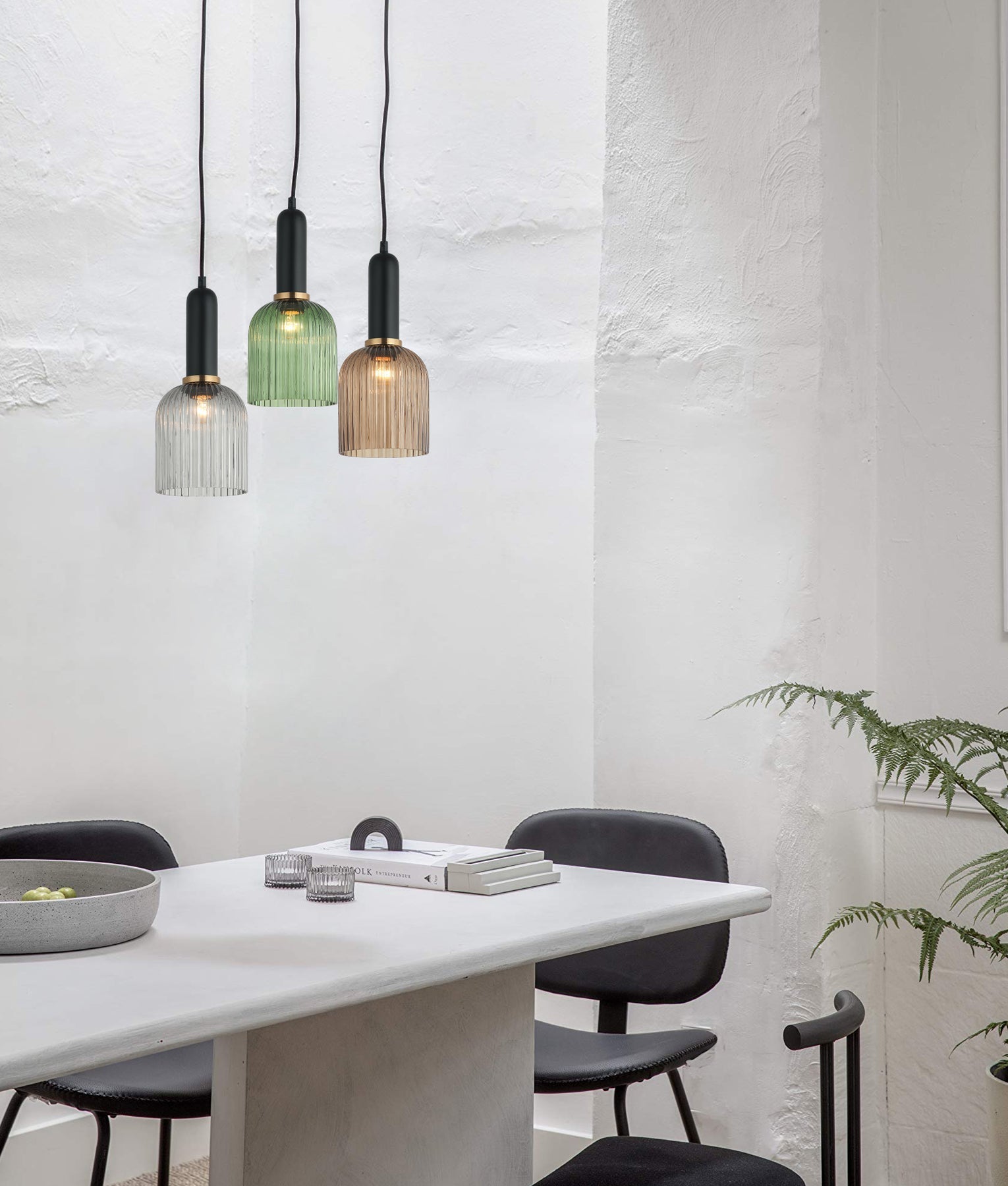 CLA Lighting-VINTAJ Retro Interior Ribbed Glass Pendant Lights