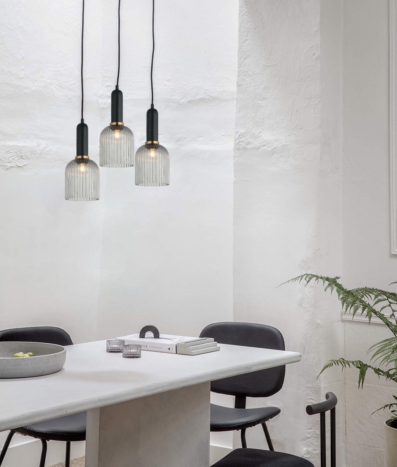 CLA Lighting-VINTAJ Retro Interior Ribbed Glass Pendant Lights