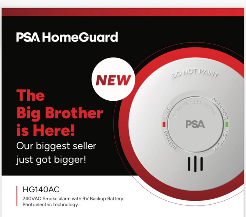 PSA HG140AC | HOMEGUARD PHOTOELECTRIC SMOKE ALARM 240V/9V WHITE | INTERCONNECTABLE