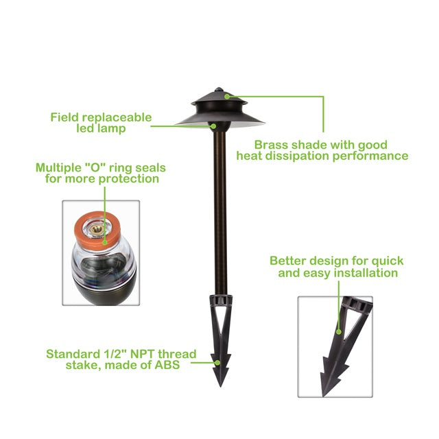 Pro Light Club Brass Two-Tier Path & Area Light PPL2306WB