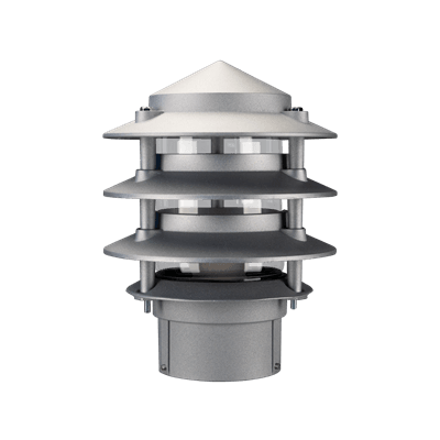 BL-100 Three Tier Bollard Head E27 Garden Light - Powder Coated Finish / E27