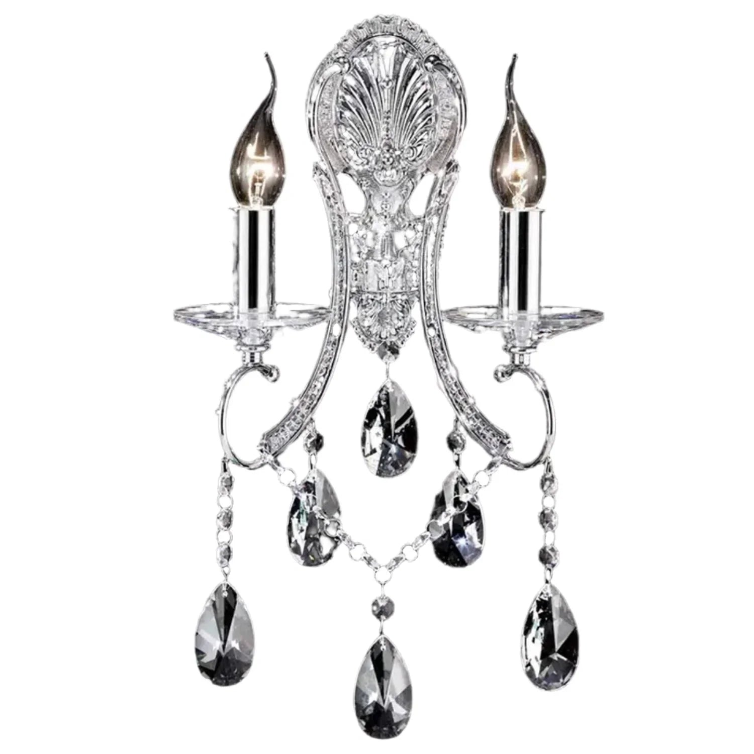 Vencha Asfour Crystal 2Lt Wall Light in Chrome-  W-2013-2L-873-CH & Gold- W-2013-2L-873-GD