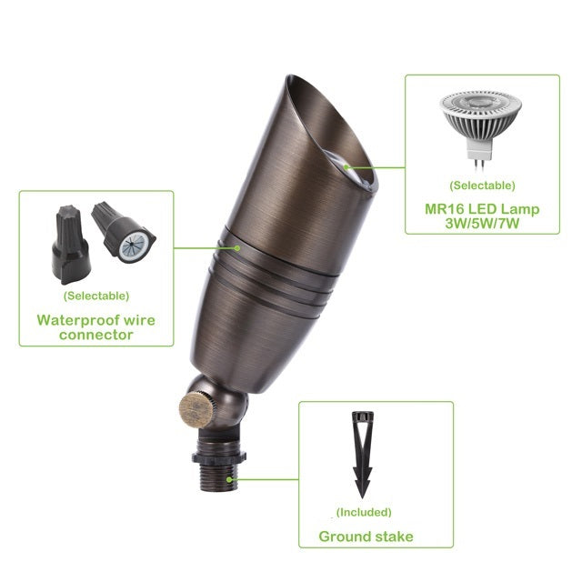 Pro Light Club Brass Directional Spotlight With Light - PSL2800WB