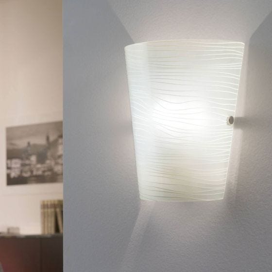Eglo Caprice Chrome Frosted Glass Wall Light On