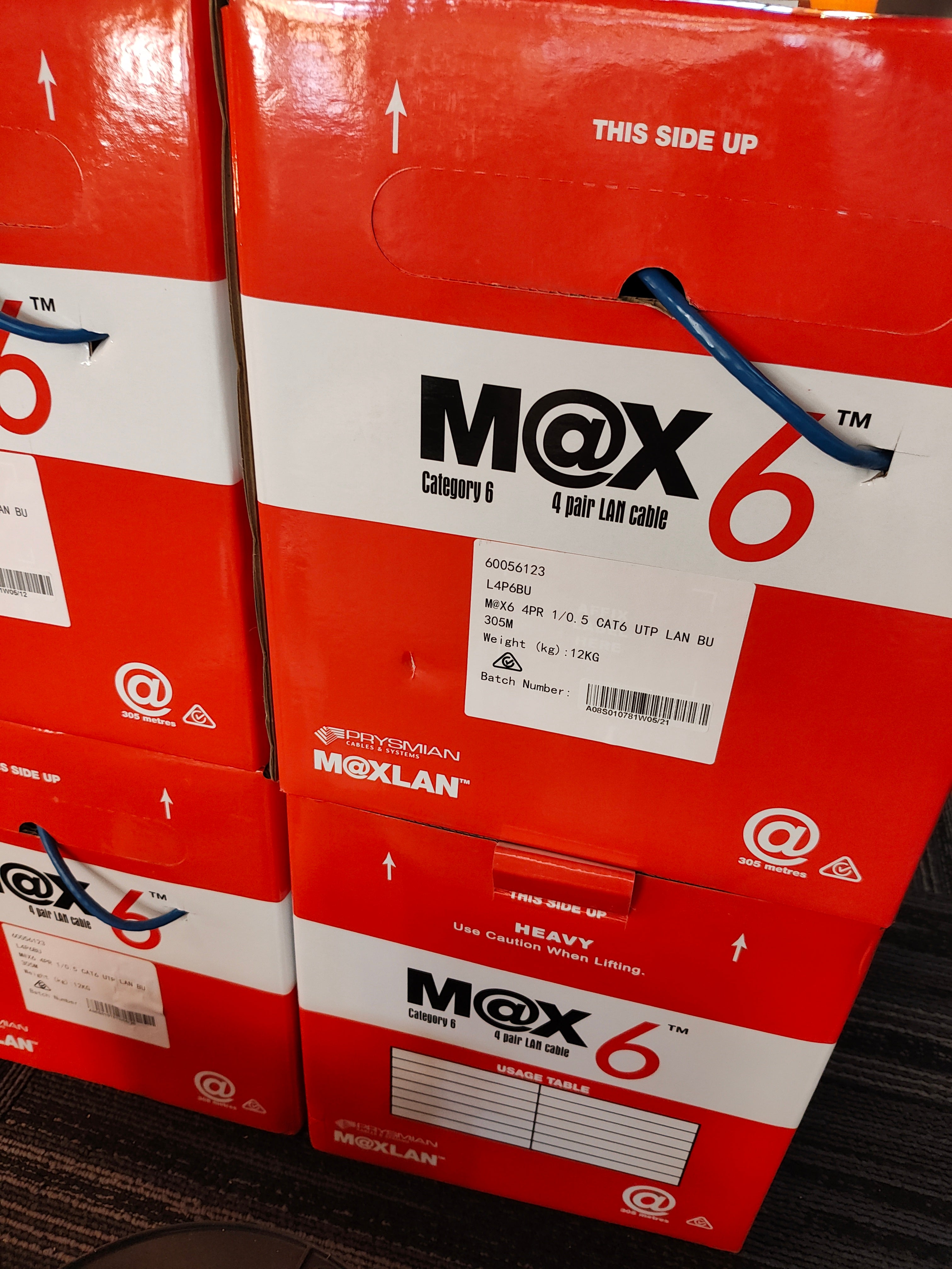 Prysmian Australia M@X6 CAT6 LAN Cable , ACMA and Telstra approved