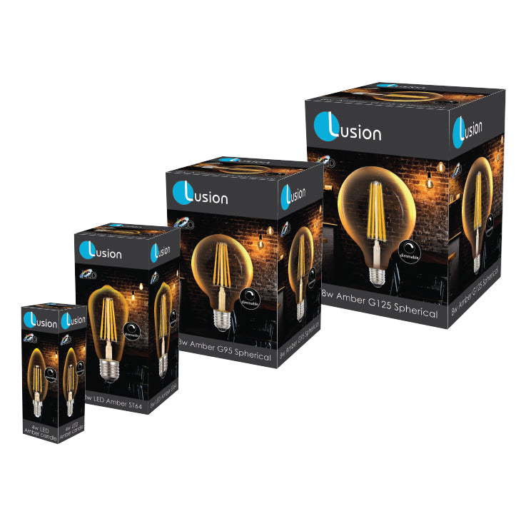 Lusion Amber LED dimmable full glass lamps