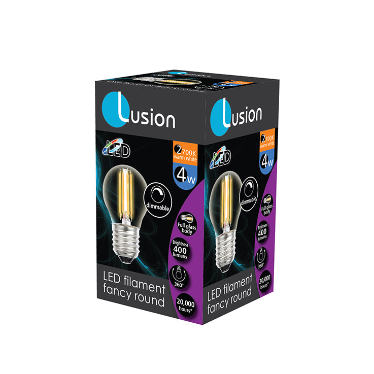 Lusion Fancy Round Filament LED Light Bulb E27 240V 4W 20231