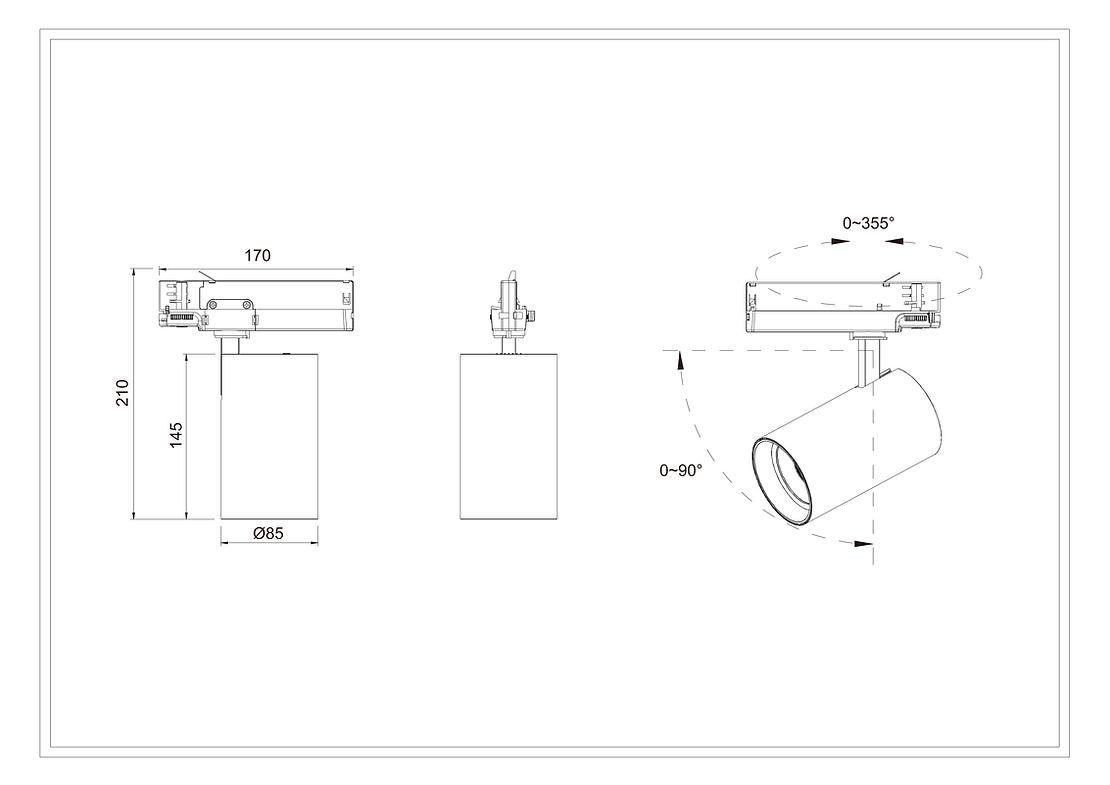 3A Lighting LED Track Light Black & White