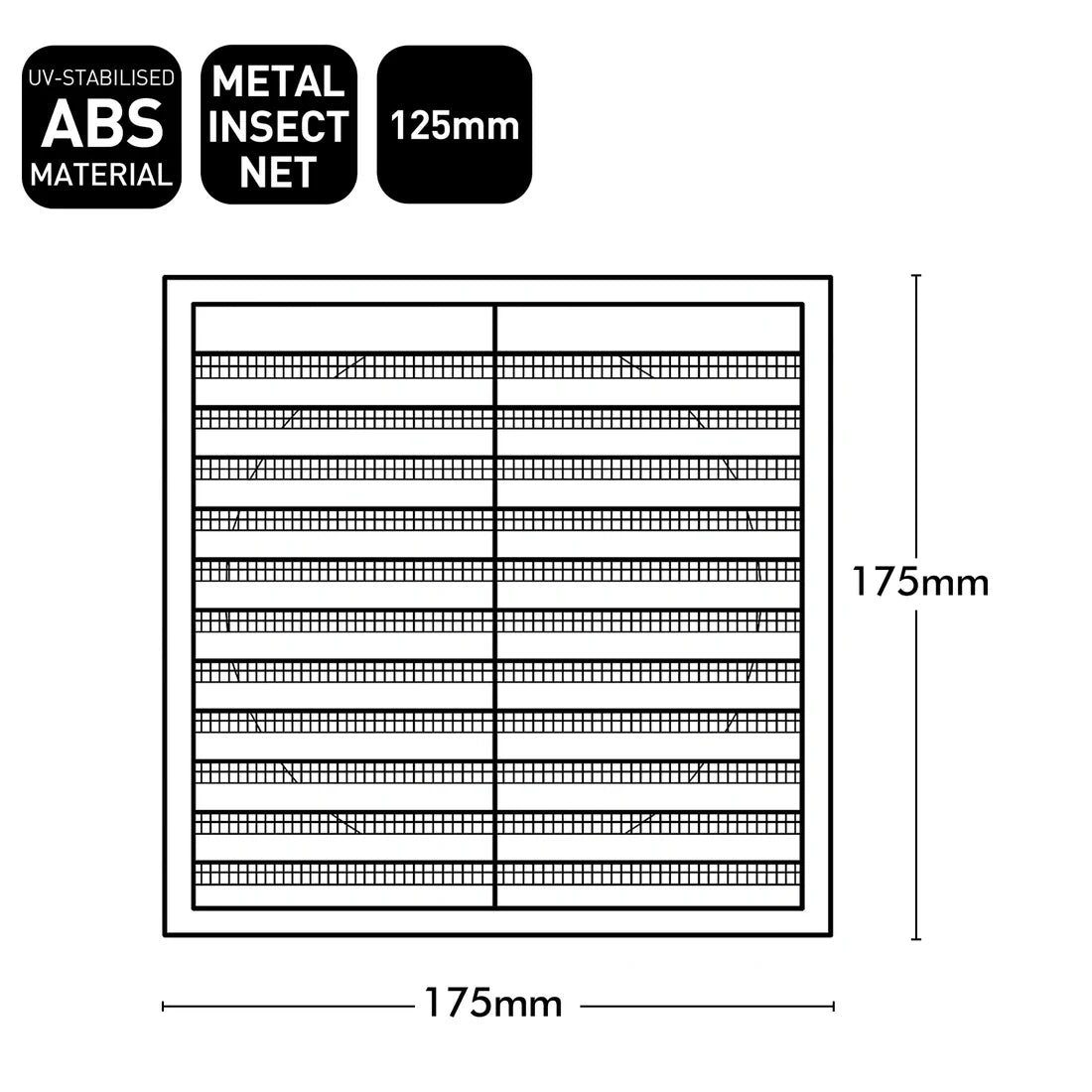 BRILLIANT-125MM ABS EXTERIOR SQUARE GRIL